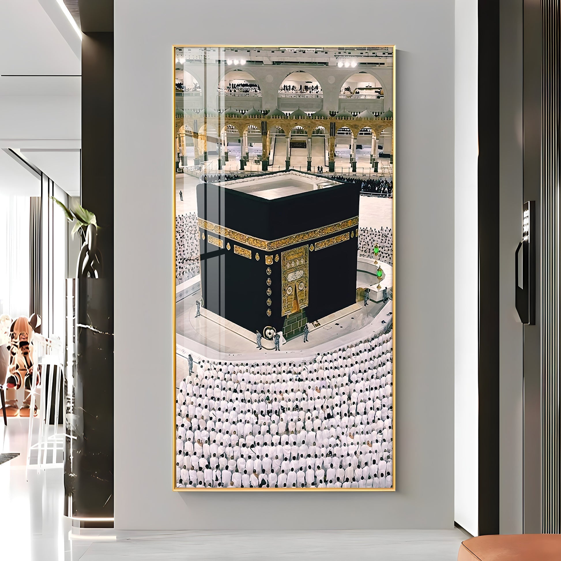 Beautiful Mecca Kaaba crowd worship scene acrylic wall painting for modern religious home styling