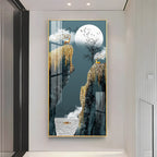 Abstract nature scene with deer and waterfall premium acrylic wall painting for living room elegance