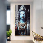 Lord Shiva blessing form with serene expression acrylic wall painting for pooja room and meditation space