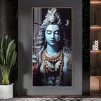 Lord Shiva blessing form with serene expression acrylic wall painting for pooja room and meditation space