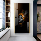 Shree Krishna dark aesthetic devotional artwork acrylic wall painting for living room and pooja room