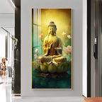Lord Buddha peaceful meditation art with floral elements acrylic wall painting for luxury wall decor