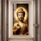 Golden Buddha Calm Face Meditation Acrylic Wall Painting for Modern Interior Decor