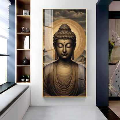 Gautam Buddha Serenity Vintage Style Acrylic Wall Painting for Wall Decor