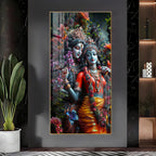 Radha Krishna Divine Couple Floral Acrylic Wall Painting for Home Decoration