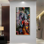 Radha Krishna Divine Couple Floral Acrylic Wall Painting for Home Decoration