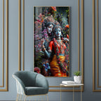 Radha Krishna Divine Couple Floral Acrylic Wall Painting for Home Decoration