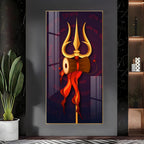 Lord Shiva Trishul Damru Spiritual Acrylic Wall Painting for Home Decor