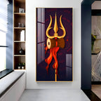 Lord Shiva Trishul Damru Spiritual Acrylic Wall Painting for Home Decor