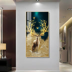 Stylish Golden Deer Artistic Acrylic Wall Painting for Modern Home