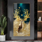 Stylish Golden Deer Artistic Acrylic Wall Painting for Modern Home