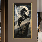 Black Horse Moonlight Scene Acrylic Wall Painting for Modern Home Decor