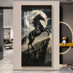 Black Horse Moonlight Scene Acrylic Wall Painting for Modern Home Decor