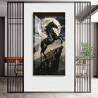Black Horse Moonlight Scene Acrylic Wall Painting for Modern Home Decor