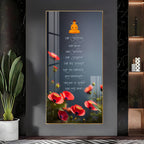 Spiritual Buddha Quotes with Red Flowers Acrylic Wall Painting for Living Room