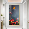 Spiritual Buddha Quotes with Red Flowers Acrylic Wall Painting for Living Room