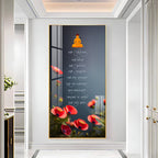 Spiritual Buddha Quotes with Red Flowers Acrylic Wall Painting for Living Room