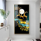 Premium Golden Deer Abstract Art Acrylic Wall Painting for Wall Decoration