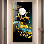 Premium Golden Deer Abstract Art Acrylic Wall Painting for Wall Decoration