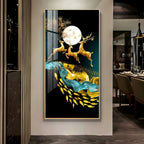 Premium Golden Deer Abstract Art Acrylic Wall Painting for Wall Decoration