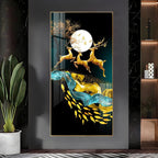 Premium Golden Deer Abstract Art Acrylic Wall Painting for Wall Decoration