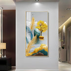 Elegant Feather and Tree Design Acrylic Wall Painting for Living Room Interior