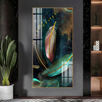 Elegant Abstract Feather Art with Golden Accents Acrylic Wall Painting for Modern Home Decor