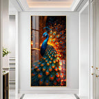 Royal Peacock Glow Acrylic Wall Painting for Luxurious Home Decor