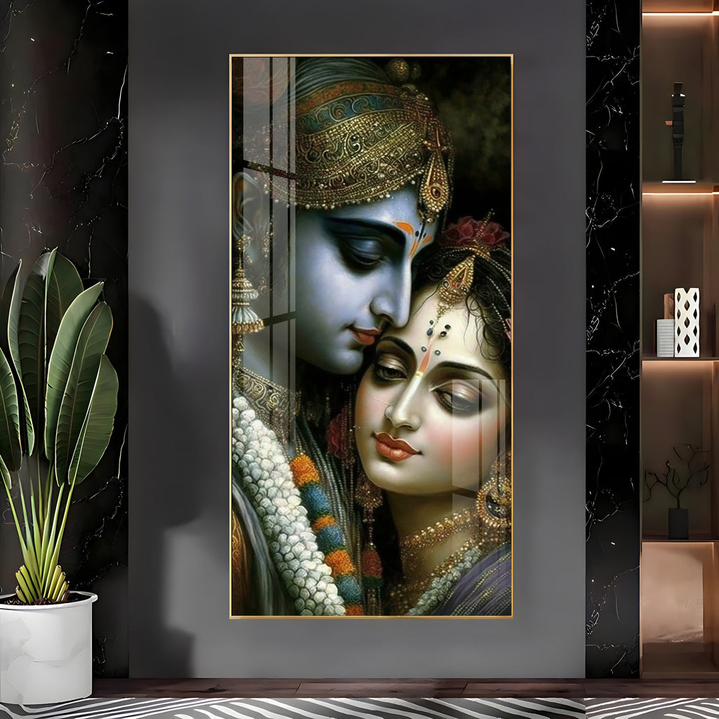 Traditional Indian Couple Acrylic Wall Painting for Luxurious Wall Styling