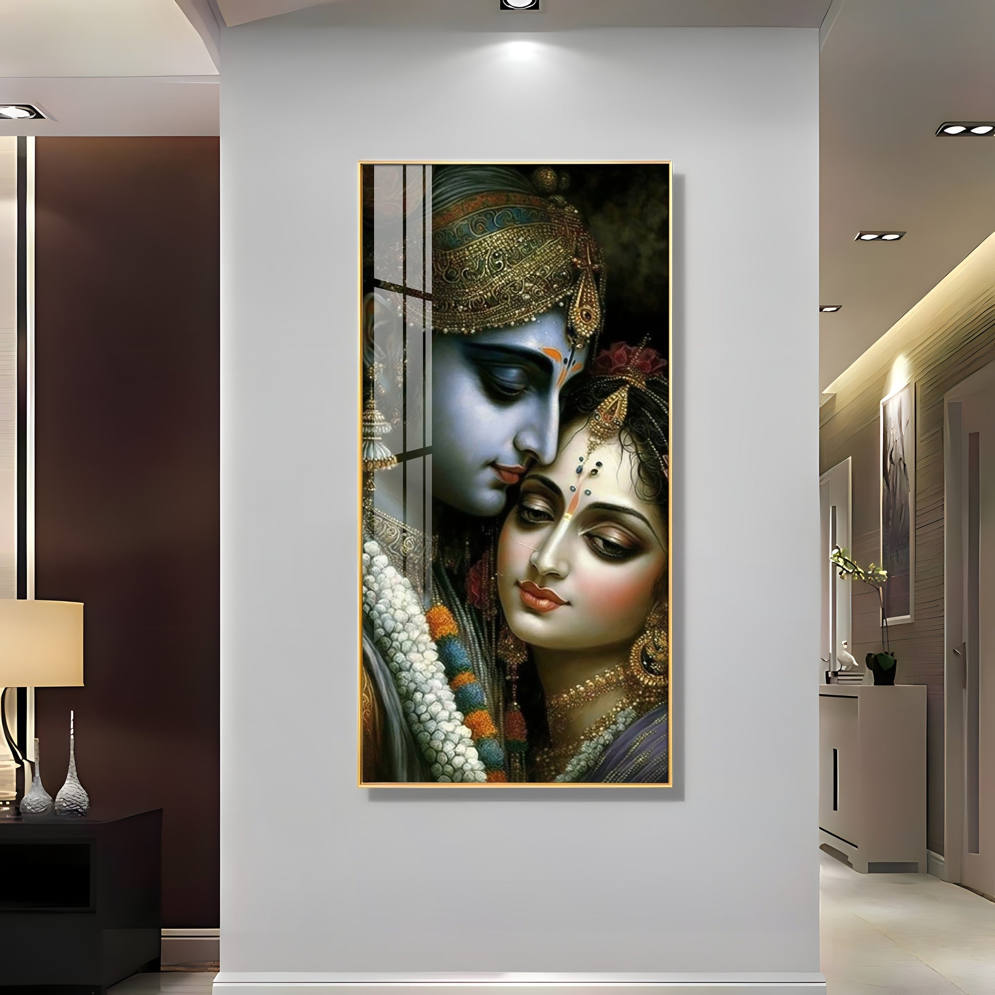 Traditional Indian Couple Acrylic Wall Painting for Luxurious Wall Styling
