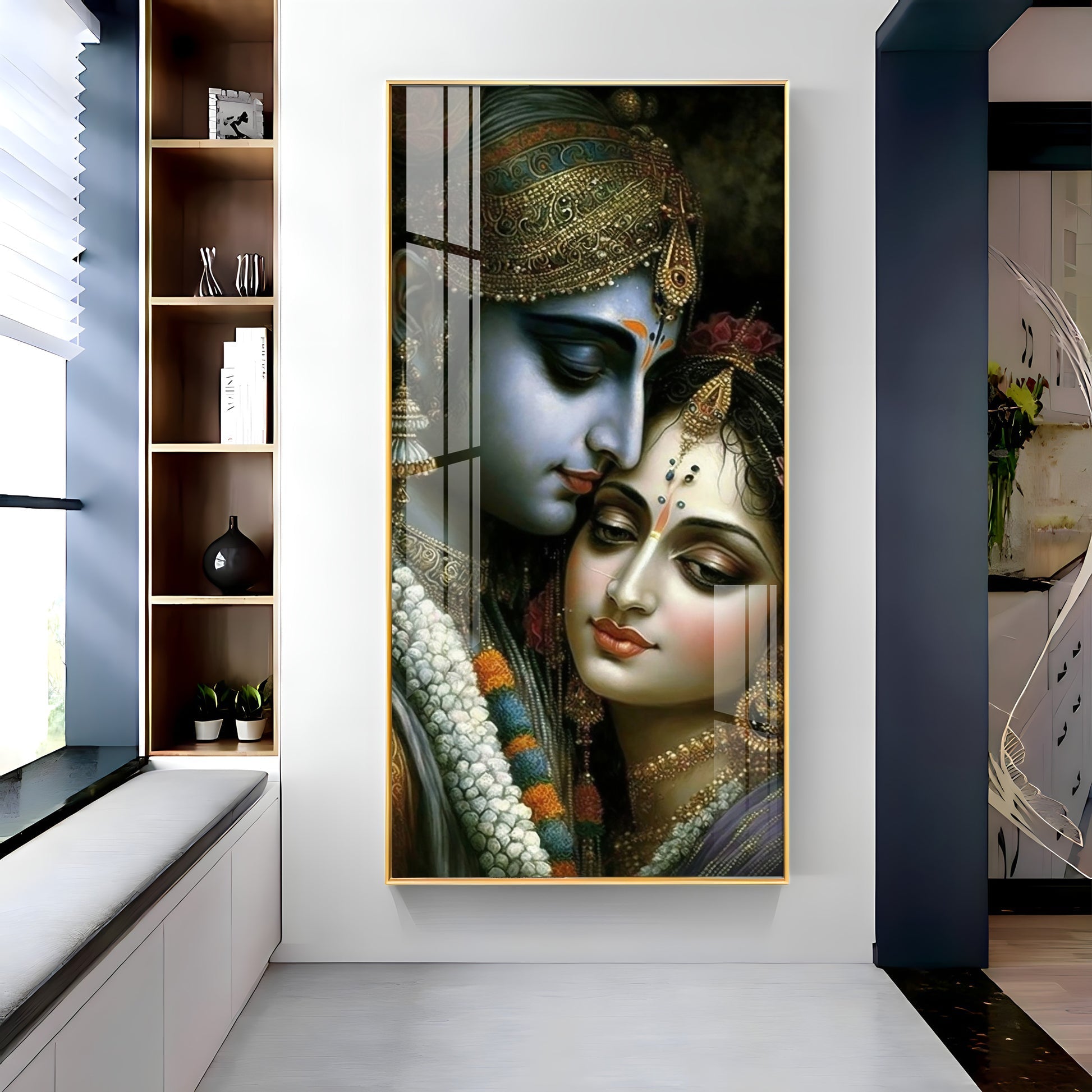 Traditional Indian Couple Acrylic Wall Painting for Luxurious Wall Styling