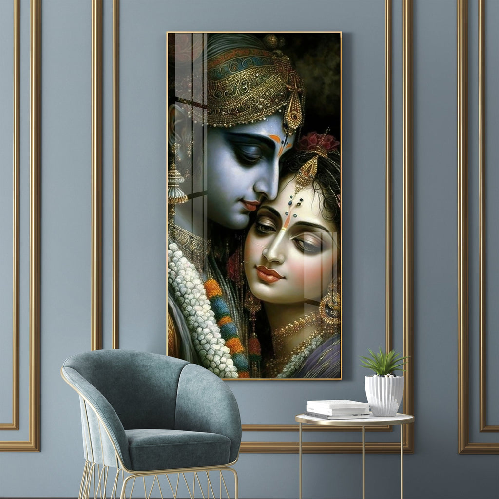 Traditional Indian Couple Acrylic Wall Painting for Luxurious Wall Styling
