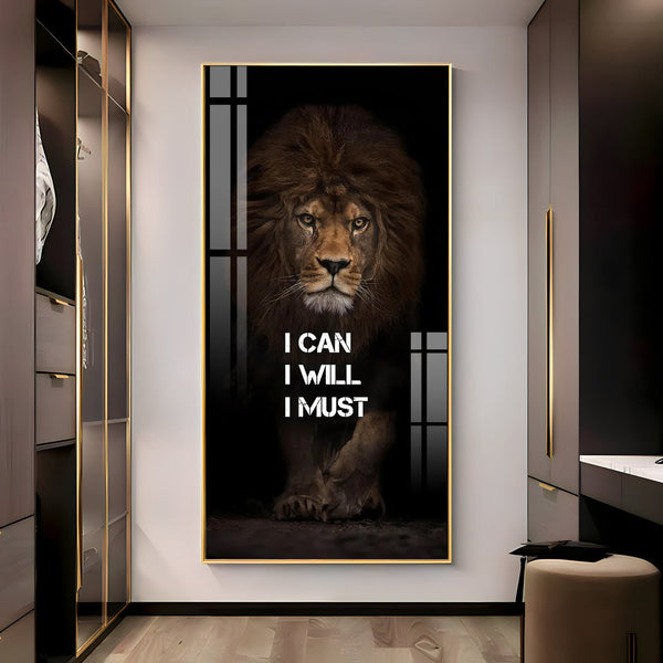 Fearless Lion Strength Acrylic Wall Painting for Bold Home Styling