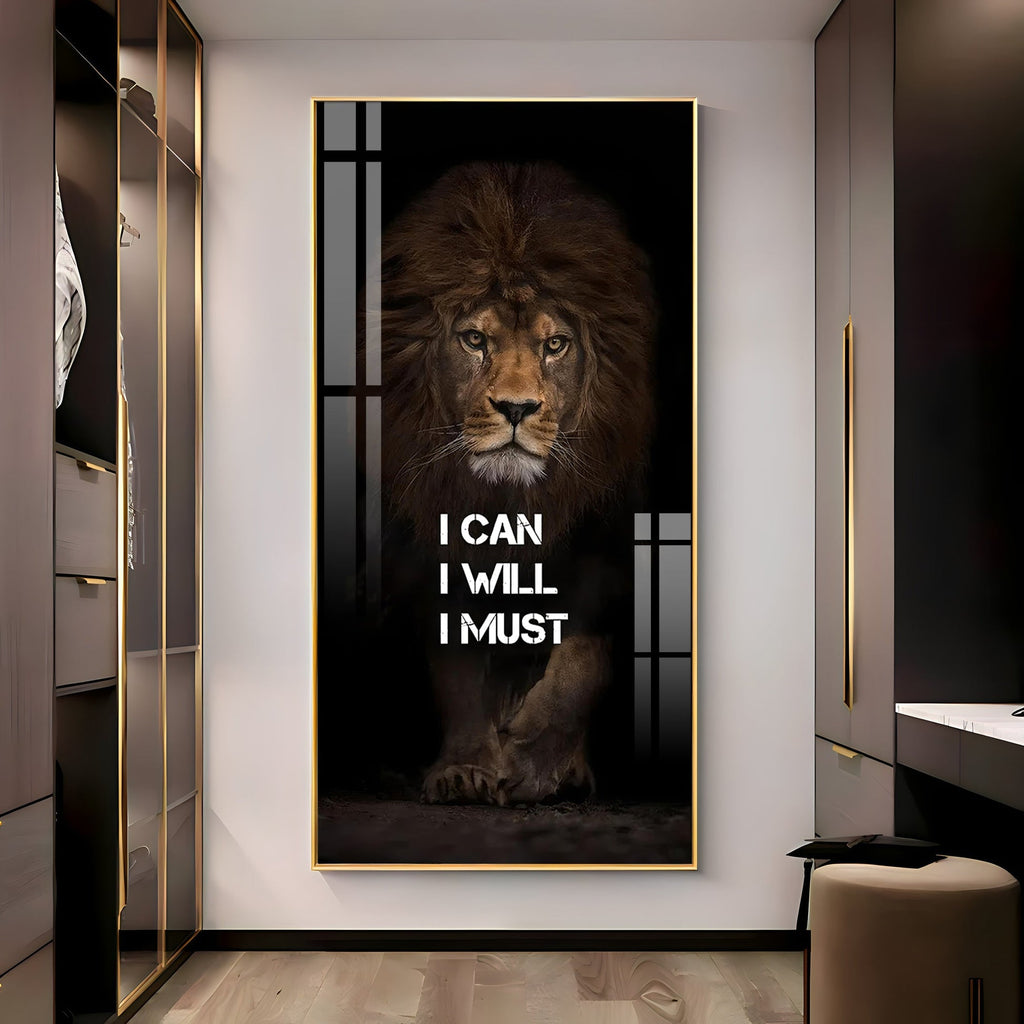 Fearless Lion Strength Acrylic Wall Painting for Bold Home Styling