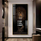 Fearless Lion Strength Acrylic Wall Painting for Bold Home Styling