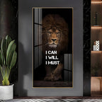 Fearless Lion Strength Acrylic Wall Painting for Bold Home Styling