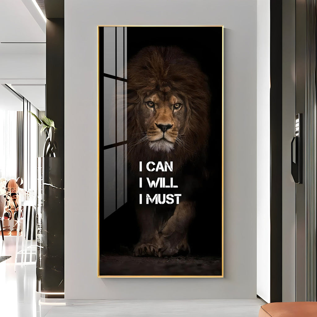 Fearless Lion Strength Acrylic Wall Painting for Bold Home Styling