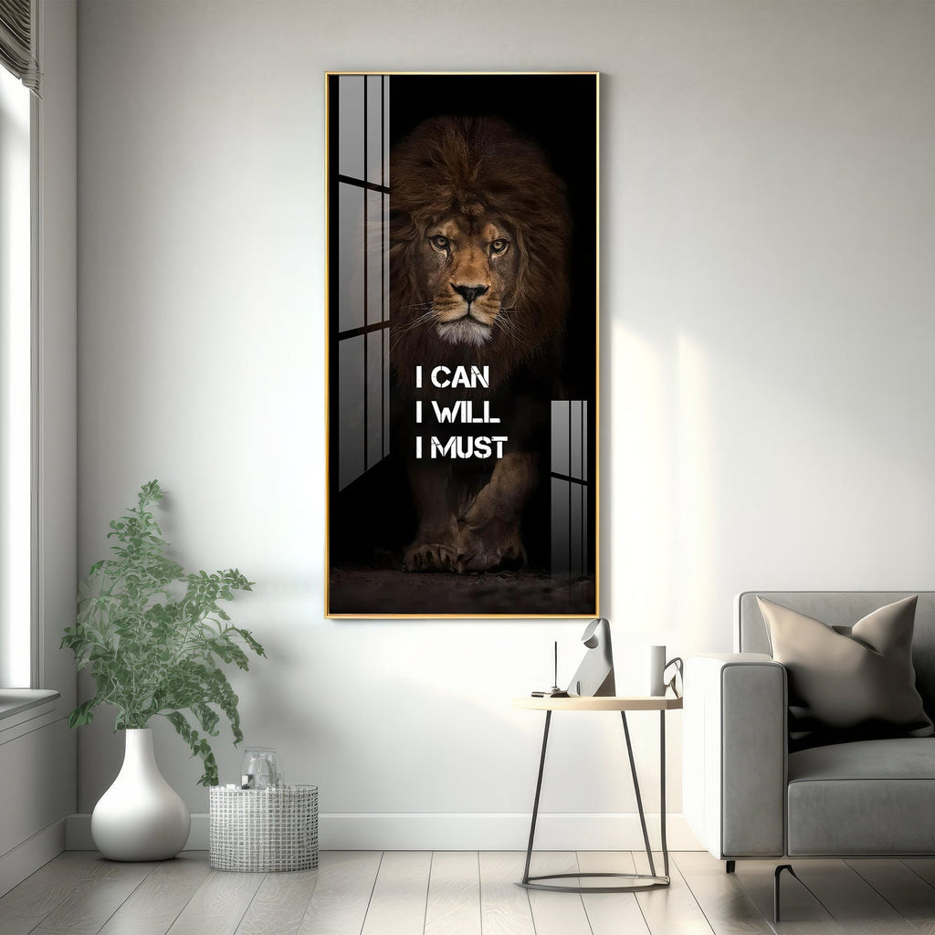 Fearless Lion Strength Acrylic Wall Painting for Bold Home Styling