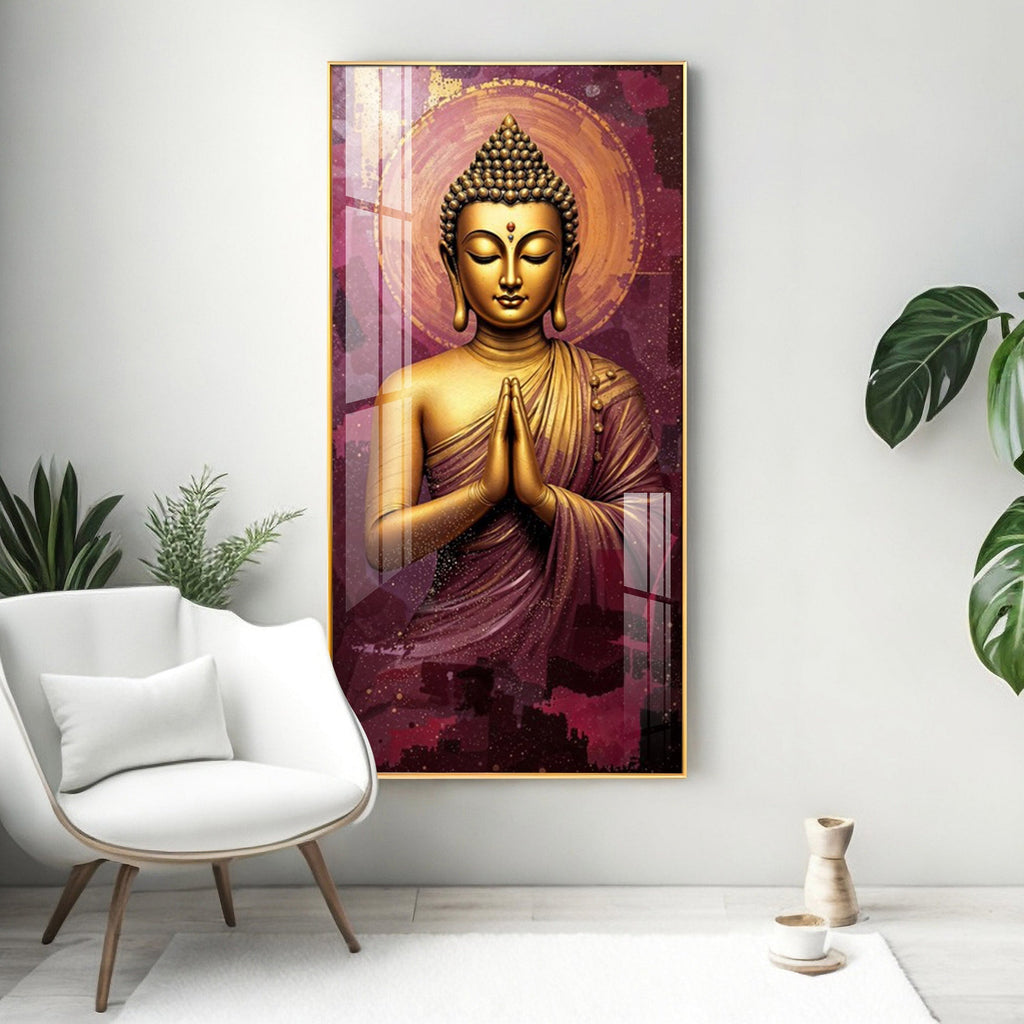 Elegant Buddha Spiritual Acrylic Wall Painting for Modern Wall Styling