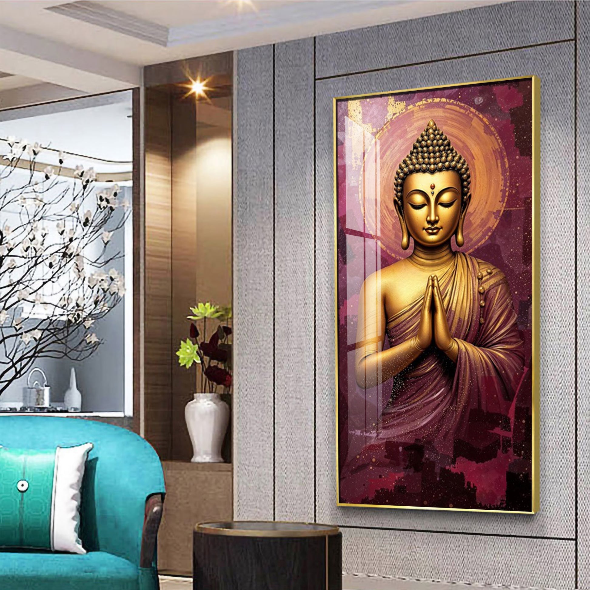 Elegant Buddha Spiritual Acrylic Wall Painting for Modern Wall Styling