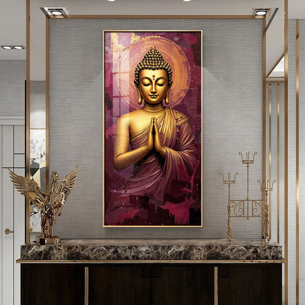 Elegant Buddha Spiritual Acrylic Wall Painting for Modern Wall Styling