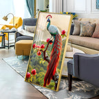 Colorful Peacock with Floral Accents Acrylic Wall Painting for Luxury Interiors