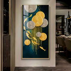 Abstract Gold Fish and Circles Acrylic Wall Painting for Elegant Home Decor