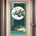 Luxury Teal and Gold Nature Acrylic Wall Painting with Deer Motif for Stylish Decor