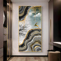 Elegant Black Gold Landscape with Running Deer Acrylic Wall Painting for Modern Decor