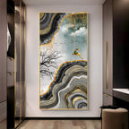 Elegant Black Gold Landscape with Running Deer Acrylic Wall Painting for Modern Decor