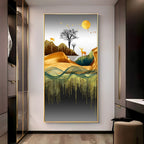 Elegant Nature Scene with Golden Accents Acrylic Wall Painting for Stylish Spaces