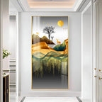 Elegant Nature Scene with Golden Accents Acrylic Wall Painting for Stylish Spaces