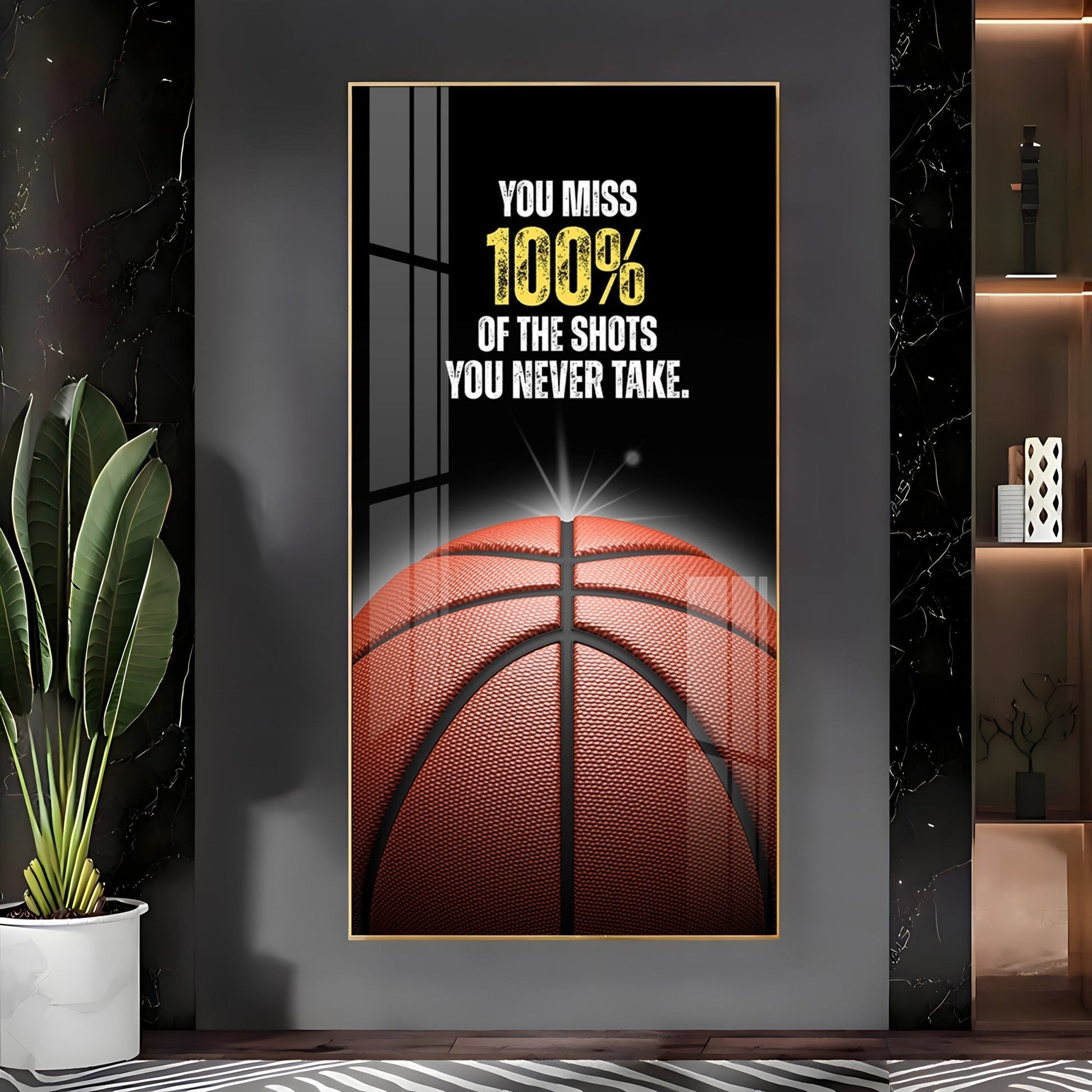 Motivational Basketball Quote Acrylic Wall Painting for Sports Lovers