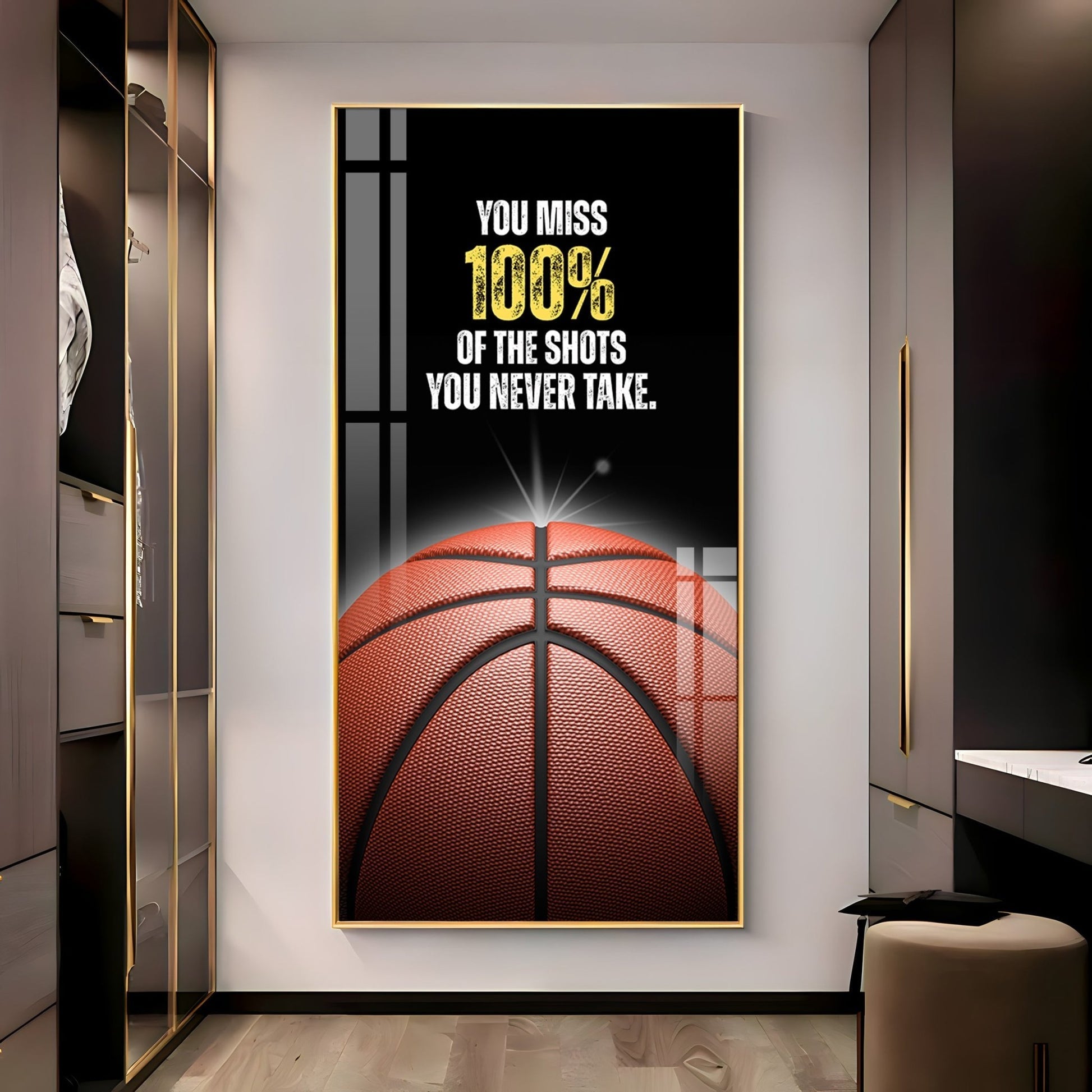Motivational Basketball Quote Acrylic Wall Painting for Sports Lovers